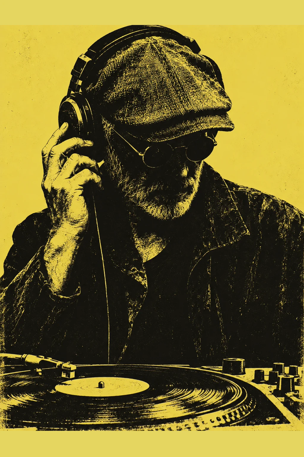 Illustriertes Porträt eines DJs, Konzeptkunst