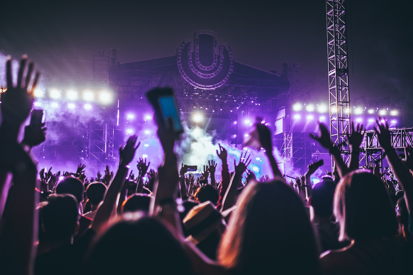 Festival crowd at night